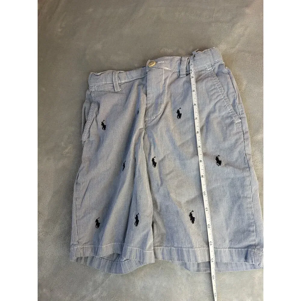 Polo Ralph Lauren All-Over Pony Blue/White Striped Seersucker Shorts size 7
